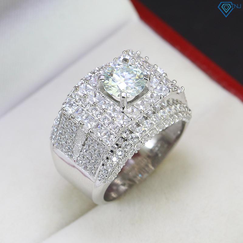 Nhẫn nam bạc Moissanite 7 ly xi kim NNAM0016 kiểm định GRA - Trang Sức TNJ