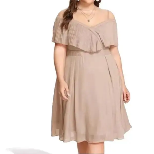 ANNEFASHION #637 FASHION CASUAL SUMMER  DRESS OFF SHOULDER PLUS SIZE FOR WOMEN FIT TO XL Chiffon Short Sleeve Womenswear Chic Comfortable Pambabae