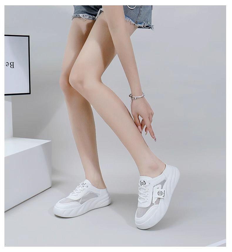 Product Introduction of Snow Lauder Slip-on Half Slippers Women's Summer 2024 New Breathable Mesh Red Ins All-Match Sneakers 22