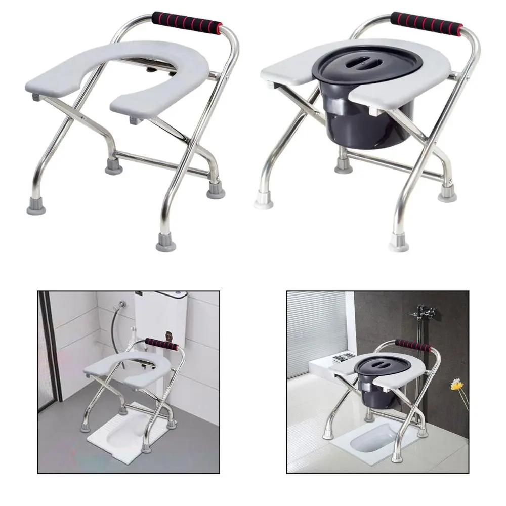 Seniors Folding Toilet Seat Homecare Anti Slip Commodes Chair Seniors Adults