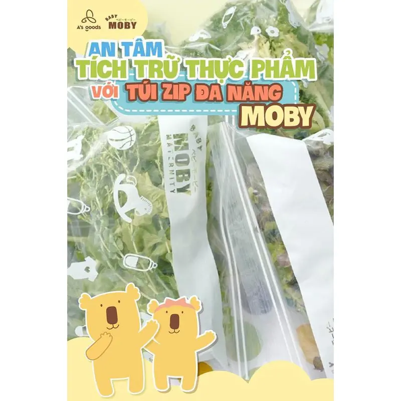 Túi zip đa năng Baby Moby (24 túi/hộp) Trữ Sữa Đựng Sữa Bộ cho bé hình con voi 4
