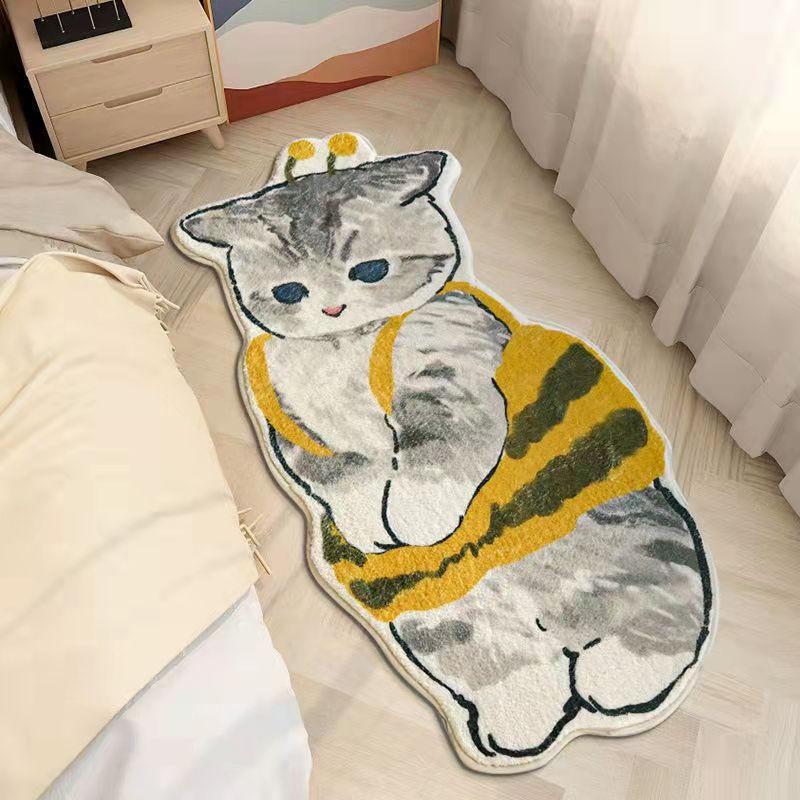 Product Introduction of 40*60cm Crystal Velvet Carpet Cute Cat Plush Bed Rug Living Room Bedroom Floor Mat Machine Washable Rug Window Mat 8