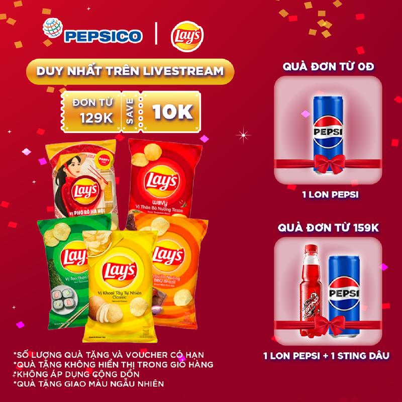 Combo 5 Bánh Snack Lay's Ăn Vặt (Tự nhiên 90g, Tảo Biển 90g, Sườn Nướng BBQ Brazil 90g, Bò Nướng Texas 90g, Phở Bò Hà Nội 88g) Chua Nho