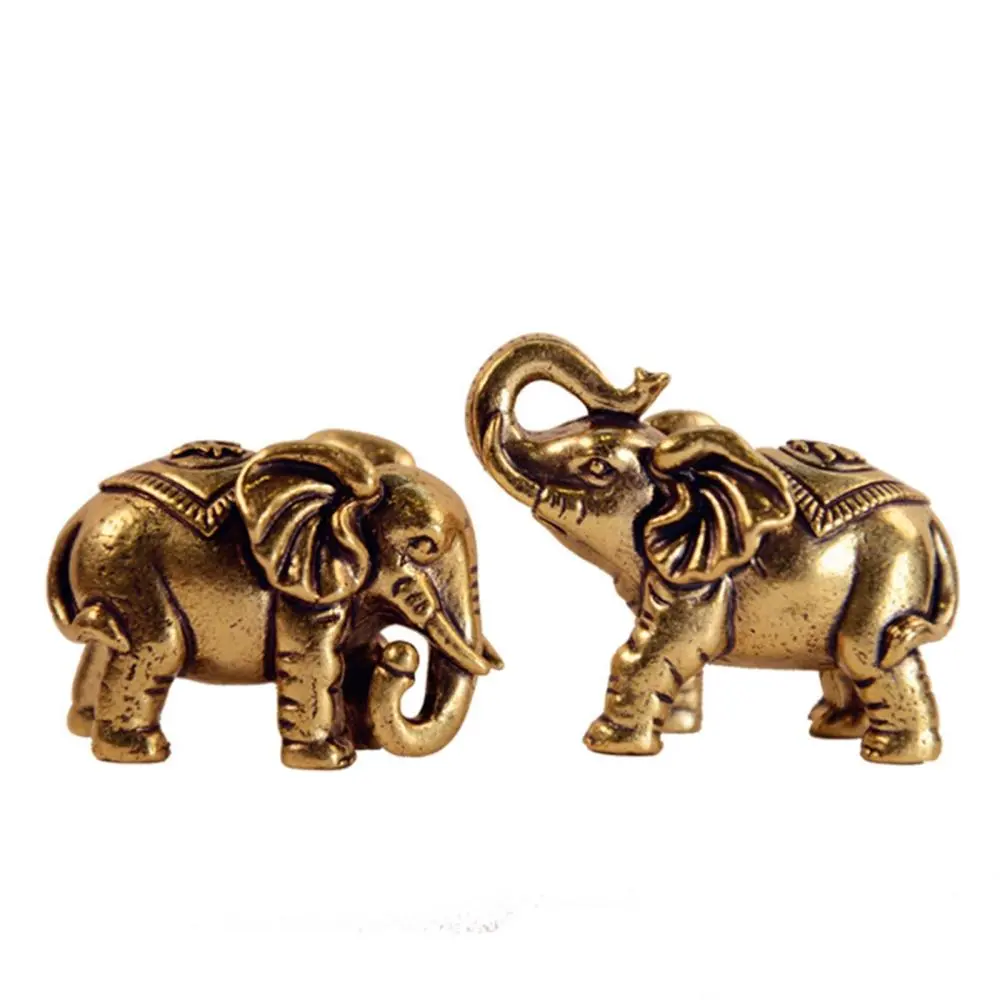 Brass Elephant Statue Mascot Collectible 1x Sculpture Decorative Accent Elephant Statues for Home Living Room Office Table Decor