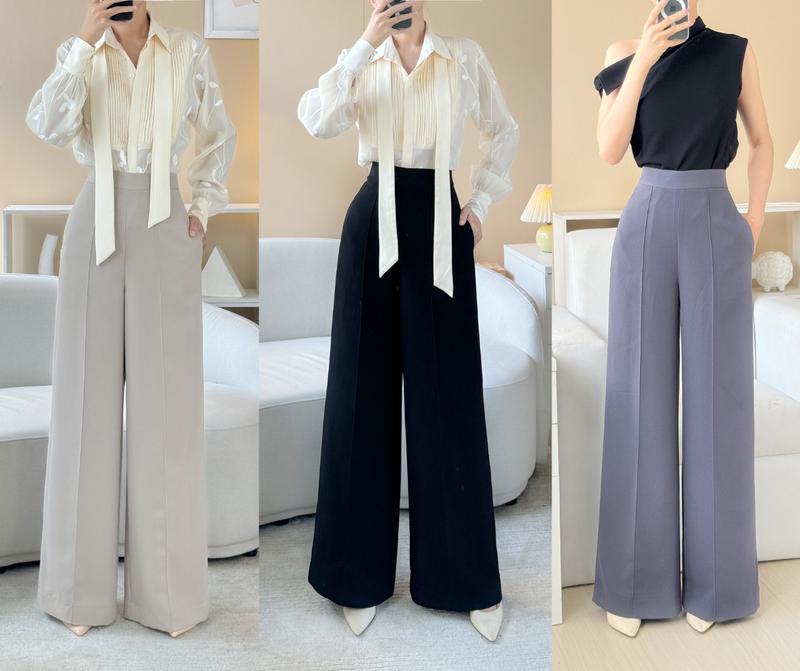 SÒ VINTAGE - DRIC Quần ống rộng túi xéo xếp li