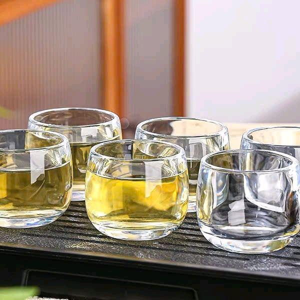  Bộ 6 Ly cốc uống Trà 80ml Cao Cấp Chất Liệu Thủy Tính Pha Lê Trơn Kiểu Dáng Trụ Tròn Thấp Sang Chảnh Dùng Uống Trà  Decor ly thủy tinh đẹp 