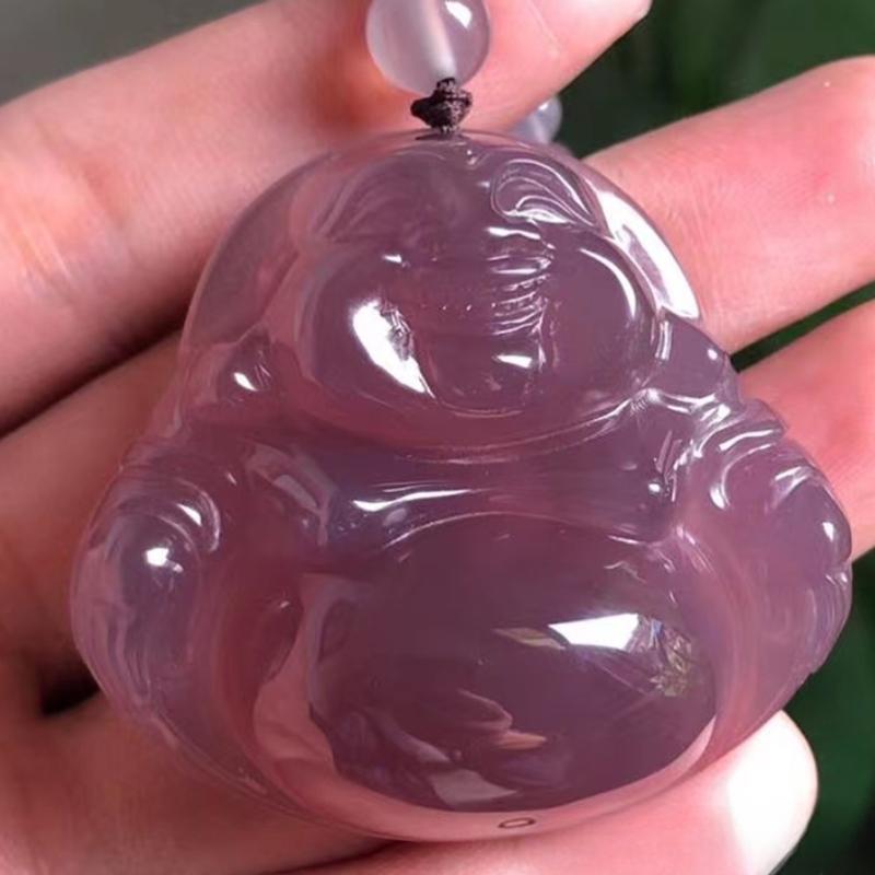 Product Introduction of Mặt Dây Chuyền Phật Di Lặc Chalcedony Màu Tím Hoàng Gia, Chất Liệu Tự Nhiên, Thời Trang Nữ, Phật Bụng To Quà Tặng Tinh Tế Cho Bạn Gái 1