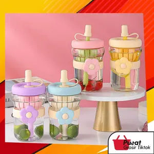 BISA COD Bo6723 Botol Minum Motif Bunga Lucu / Botol Minum Dengan Desain Bunga Unik / Cute Water Bottle