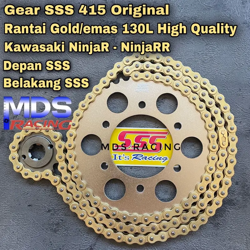 Gear Set Gir Set SSS 415 428 Ninja150R, Ninja RR, Ninja SS, Ninja S, Plus Rantai Gold polos Highquality (Bukan SSS) 3