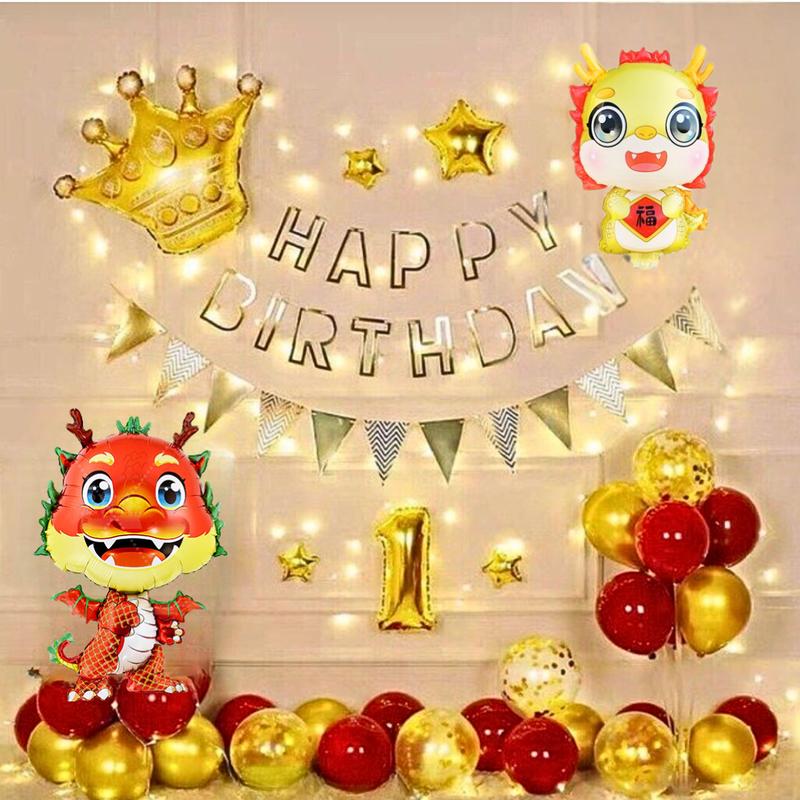 ĐỒNG GIÁ Combo Set Bóng Bay Trang Trí Sinh Nhật Thôi Nôi Tuổi Rồng Cho Bé Trai Và Bé Gái Tại Nhà Tặng Kèm Bơm Tay Băng Dính AT6