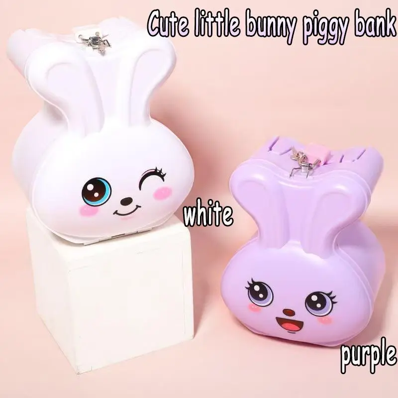 Cute Rabbit Design Piggy Bank, 1 Count Large Capacity Portable Piggy Bank, Cartoon Love Rabbit Piggy Bank for Home Office School Bedroom Decor 3