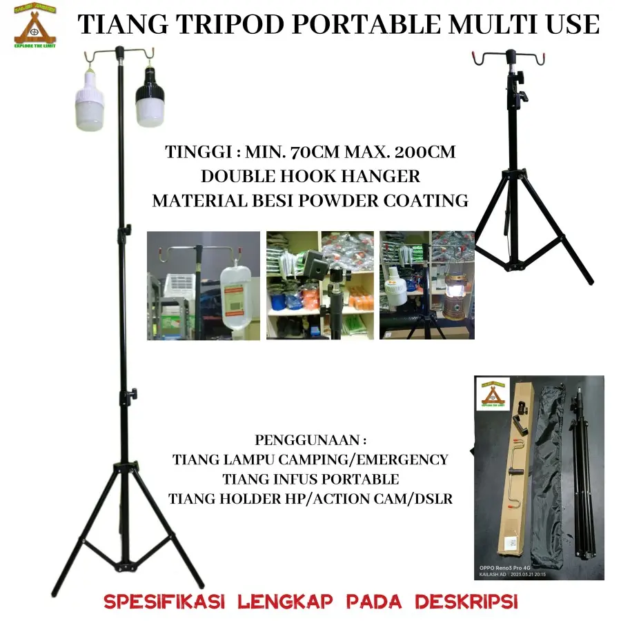 TIANG LAMPU - HANGER - INFUS - HP - CAMERA PORTABLE MODEL TRIPOD