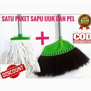 paket sapu ijuk  + pel gagang