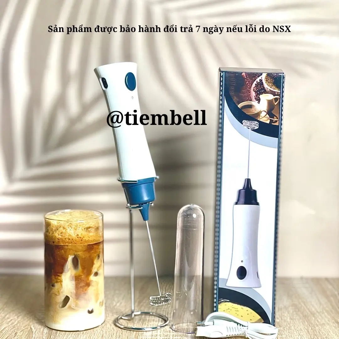 Máy tạo bọt cà phê, tạo bọt sữa sạc điện (kèm giá đỡ) Máy Đánh Bọt Đánh Trứng cây