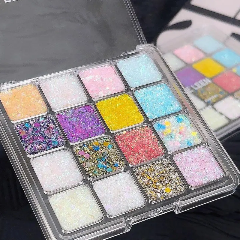 Bảng Phấn Mắt Dạng Gel Kim Sa Lấp Lánh, 16 Màu, Thân Nàng Tiên Cá, Kim Sa Rời, Kem Lấp Lánh Trang Điểm 5