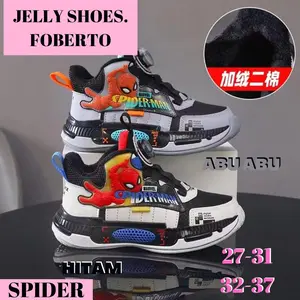"Free Box" Sepatu Sneakers anak laki laki fashion motif spider sport kids shoes cowo impor import korea