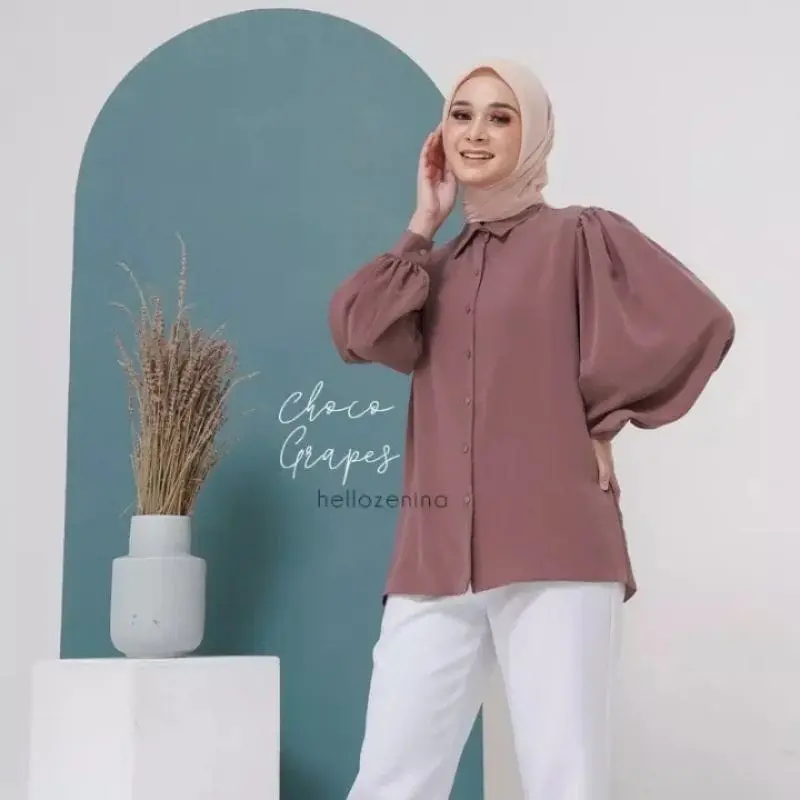 Kemeja Wanita Kekinian Crinkle Airflow Pemium By AS3 Atasan Panjang Baju Dewasa Oversize Casual Cewek Katun 6