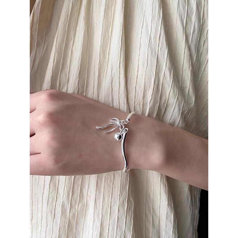 Gelang Silver Wanita Pita Lonceng Bangle Aksesoris Wanita Gelang Tangan 1