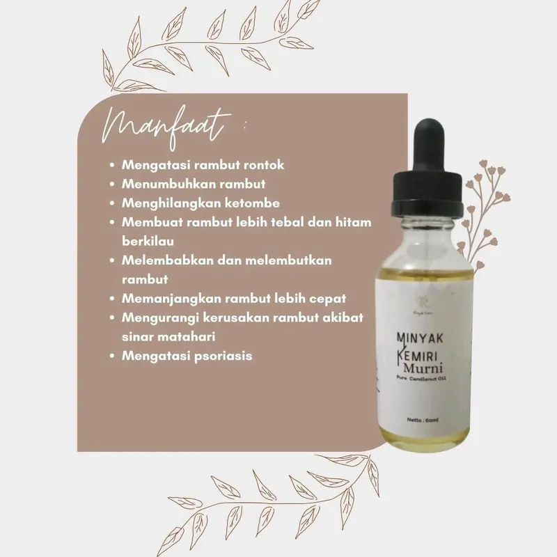 minyak kemiri asli murni 100% Penumbuh rambut Menumbuhkan Menebalkan Menghitamkan Perawatan Melembutkan Shampo 7