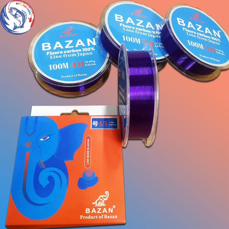Cước câu cá Bazan bản dây cước màu tím 100m. Cước làm thẻo câu đài chất liệu FluoroCarbon cao cấp. Hoàng Nam Fishing. Đi Câu Bắt Cá Đồng