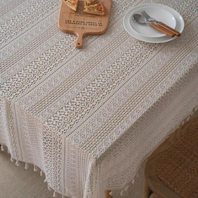 Product Introduction of Khăn trải bàn ren khoét lỗ, Phong cách Cổ Điển Hình chữ nhật hoặc hình tròn, Thích hợp cho Bàn ăn trong khu vực miền núi màu trắng, Khăn trải bàn Nhỏ Phong cách Ins 6