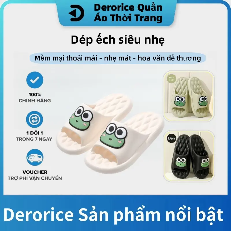 Đôi dép Ếch siêu nhẹ họa tiết dễ thương Thoải mái trong nhà và chống trượt đảm bảo Nữ D Slipper DéP Nhung