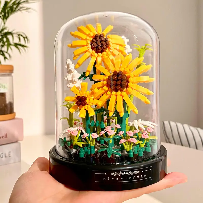 Sunflower Building Block, Creative Flower Design Building Block Toy, Creative Desktop Decoration, Christmas Gift, Santa Presents 0