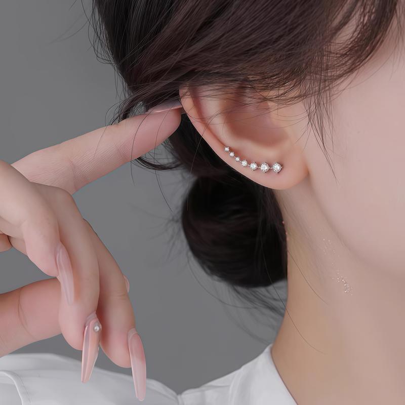 Bông Tai Đinh tán Zircon, Giá Cả Phải Chăng, Sang Trọng, Cao Cấp, Bông Tai Bảy Kim Cương, Kim Cương Màu, thả Tai, Trang Sức Tai Nữ 6