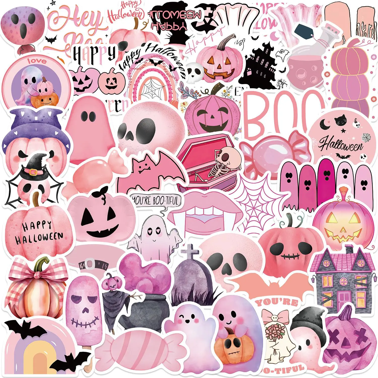 Cartoon Pattern Sticker, Cute Ghost Pattern Decorative Sticker, Waterproof Sticker for DIY Luggage Laptop Skateboard Motorcycle Bicycle