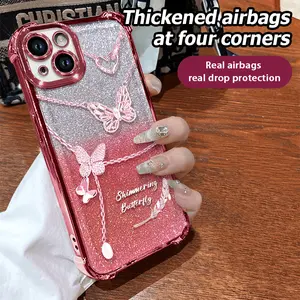 XWADDFSK321 Case ponsel cocok untUK IPHONE OPPO VIVO REDMI1 S4M5UNGRE4LME INFINX Case Ponsel Bertekstur Anti Jatuh Motif Kalung Kupu Kupu Yang Indah