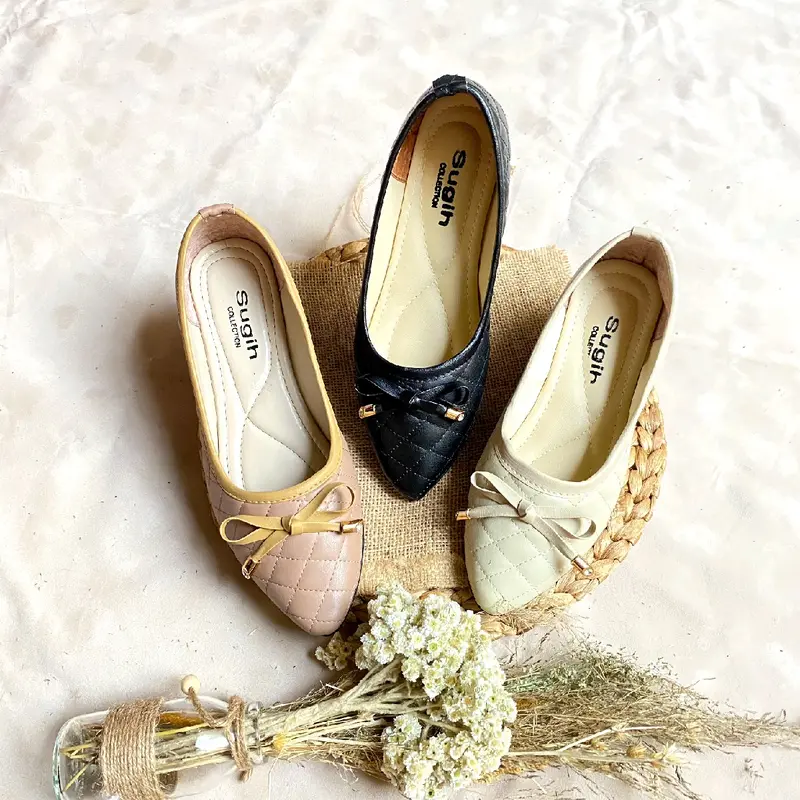 Flatshoes Clarine Sepatu Flat Shoes Wanita Pita 8 - Sandkasse Karet Kerja 0