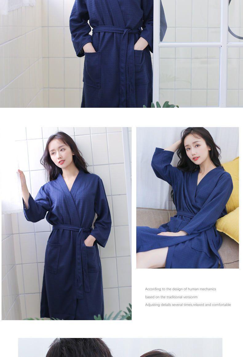 Product Introduction of [HTK 1189 People] Nightgown Women's Summer Thin Bathrobe Water-Absorbing Quick-Drying Couple Bathrobe Men's 100.00kg Mid-Length Plump Girls Pajamas plus Size 25