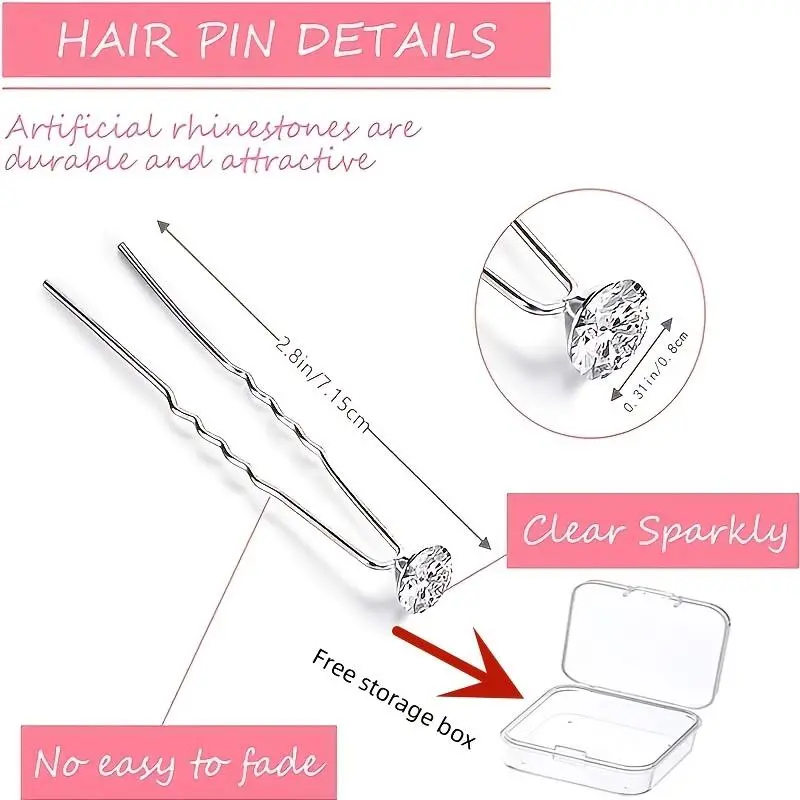 20pcs Rhinestone Decorated Alloy Hair Pin, Bridal Wedding Hair Accessories, Sparkling Hair Accessories for Wedding Bridal Party Formal Occasions 1