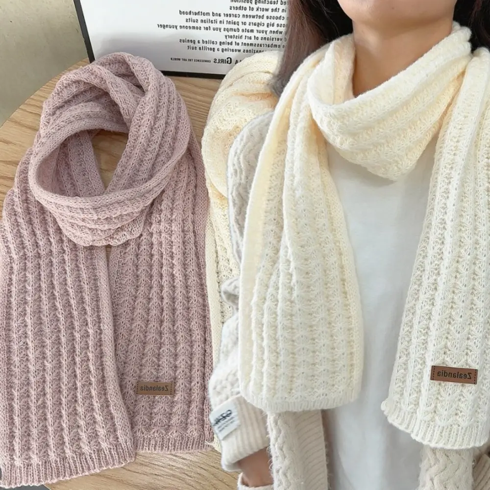 Winter Women Girls Sweet Scarf Warm Knitted Neck Windproof Sweet Fashion Students Solid Color Scarves