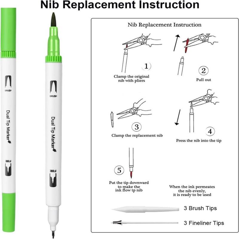 1 Set Dual Tip Marker Pen, Watercolor Marker Pen with 60 Colors, Art Pen For Calligraphy Painting Sketch 5