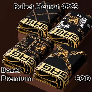 PAKET 4 PCS Celana Dalam Pria Boxer Motif AGAG Lembut Adem Poliester Spandek CDP211 Next Level