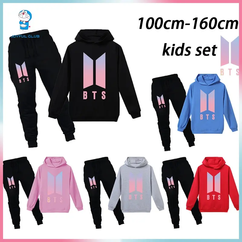 BTS - hoodie kanak-kanak, sut kartun, baju sukan lelaki dan perempuan, Stok Sedia