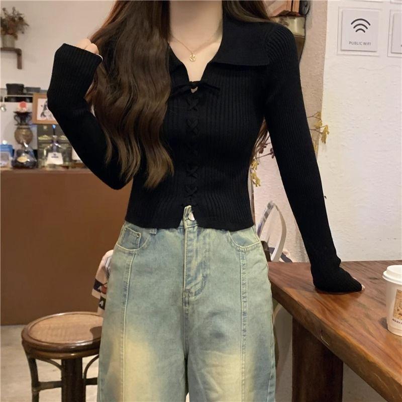 Product Introduction of Áo Len Dệt Kim, Dài Tay, Cổ Polo, Hàng Mới Về Mùa Thu 2024, Áo Len Mặc Trong, Ngắn Và Nhỏ, Có Thể Mặc Bên Trong Áo Len, Dành Cho Nữ, Thích Hợp Cho Mùa Thu Và Mùa Đông 35