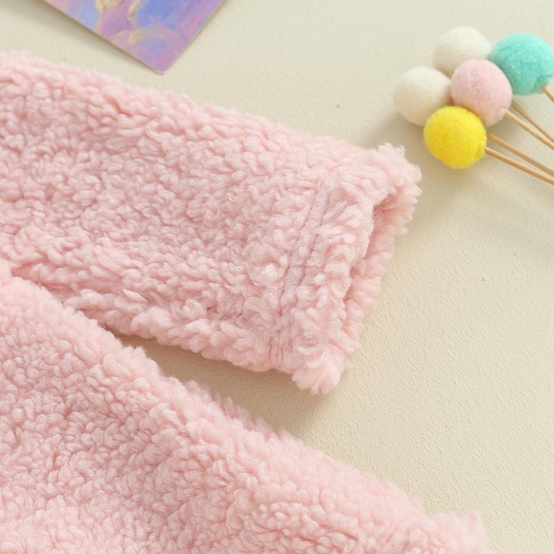 Product Introduction of Kids Girls Winter Coat, Solid Color Long Sleeve Lapel Plush Jacket Double Breasted A-Line Outwear 43