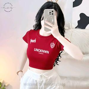 Áo Thun Croptop Thun Borip Form Basic Ôm Body Nữ In Chữ "UNOKNWN", Kích Cở S M L, Áo Croptop Ôm Body Nữ Áo Kiểu Xinh Đẹp In Hình Độc Lạ Đi Biển Đang Hot 2025 Mặc Nhà Mặc Đi Chơi Thoải Mái Có Bigsize Đến 65kg