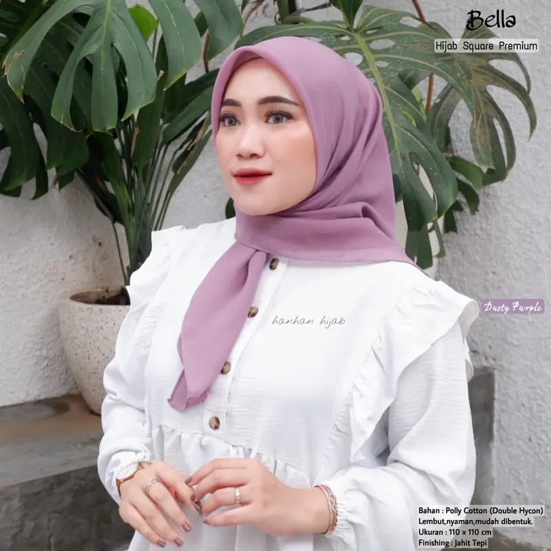 Hanhan Hijab - (100K Get 5) Bella Square Premium Jahit Tepi (Segiempat Bella Premium Jahit Tepi) 8