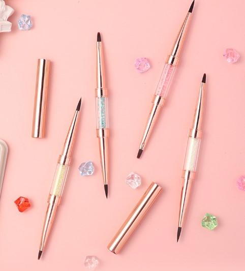 Cọ 2 Đầu thiên nga vàng thân bút lấp lánh Bút vẽ tranh sơn dầu màu nước acrylic Bút vẽ nét tranh