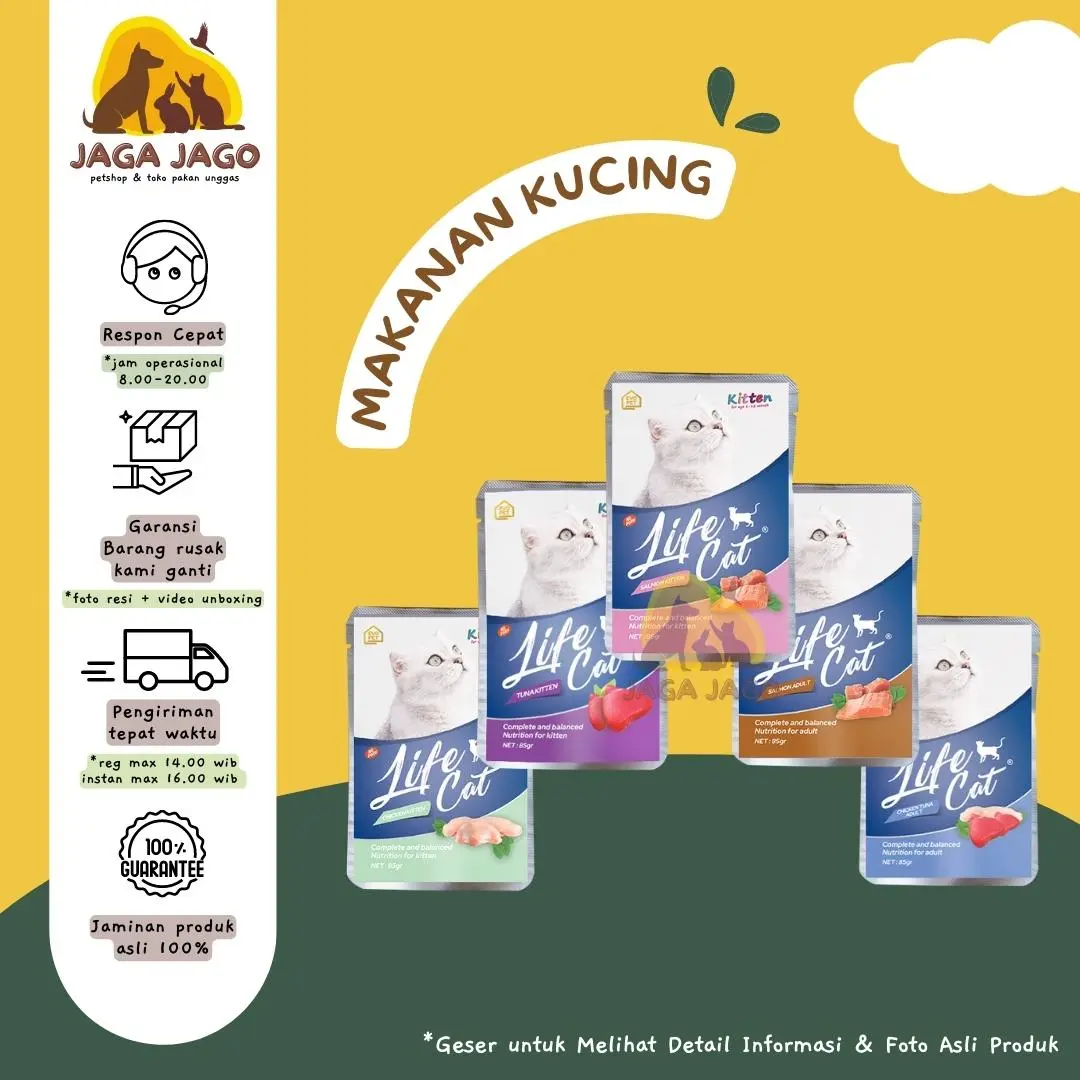 LIFE CAT POUCH WET FOOD 85 GRAM - Makanan Kucing Basah Wet Food Dewasa & Kitten Promo Termurah