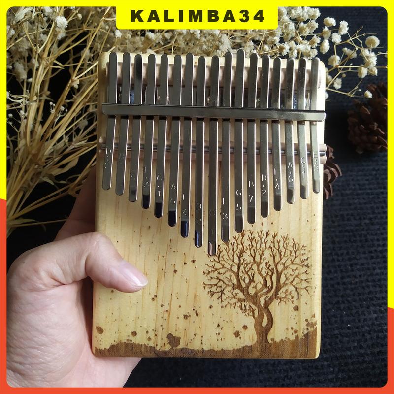 Đàn Kalimba 17 phím khắc cây nguyên khối KL34, Kalimba giá rẻ tặng đầy đủ phụ kiện