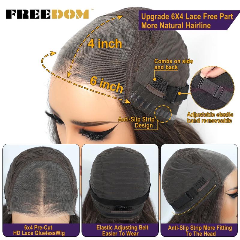 Product Introduction of Synthetic Lace Front Wigs For Black Woman Layered Straight Wear and Go Glueless Wigs Ombre Brown T Part & 6x4 Pre Plucked Wig 18