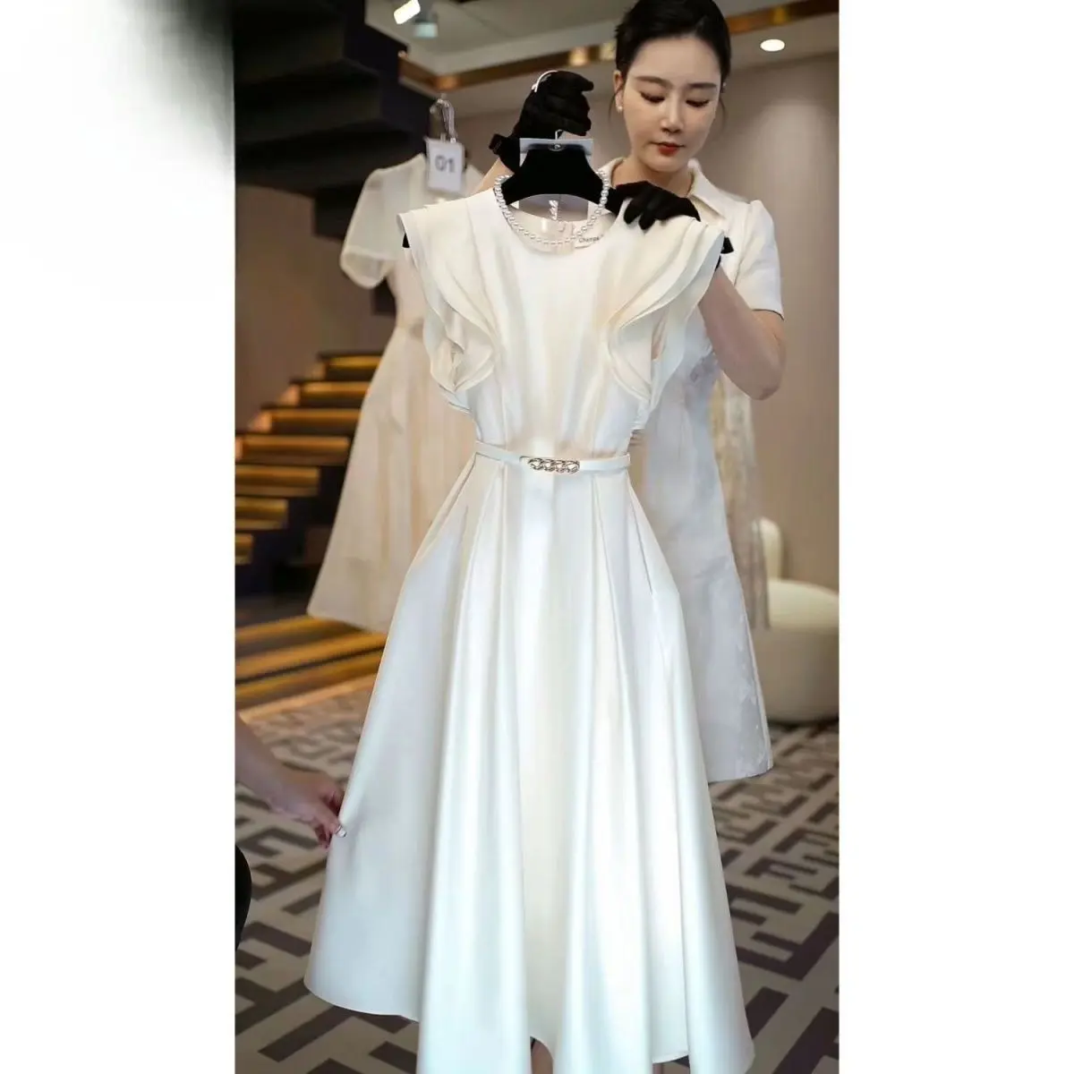 Chân Váy Cao Cấp, Thời Trang Và Đẹp, Trang Phục Trang Trọng Kiểu Pháp Thanh Lịch, Thích Hợp Cho Các Dịp Trang Trọng, Váy Tinh Tế Cao Cấp, Dành Cho Mùa Hè Của Phụ Nữ, Năm Nay Đang Được Thời Trang