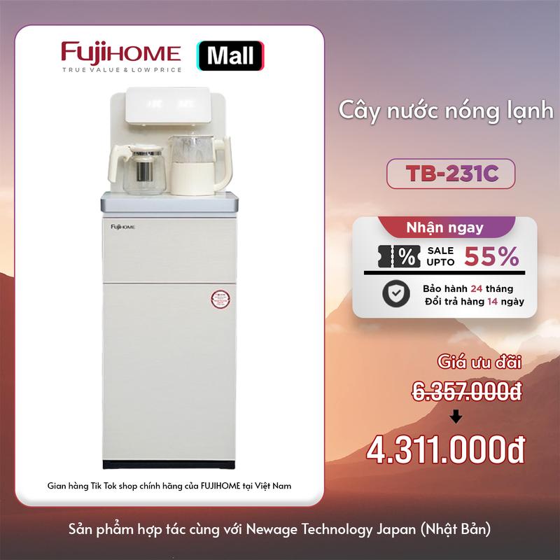 Cây nước nóng lạnh bàn trà FUJIHOME TB-231C làm lạnh sâu dưới < 10 độ C, có điều khiển từ xa, cài đặt nhiệt độ sôi - BH 24 tháng