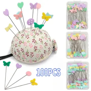 100buah Jarum Pentul Karakter Head Pins Colorfull Jarum Tangan Jahit Kerajinan Tangan Diy