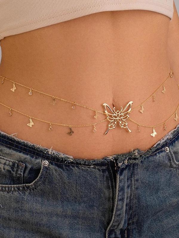 Women's Butterfly Design Layered Waist Chain, Fashionable Body Jewelry for Party, Daily Clothing Decor, Trendy All-match & Exquisite Jewelry for Birthday Gift 4