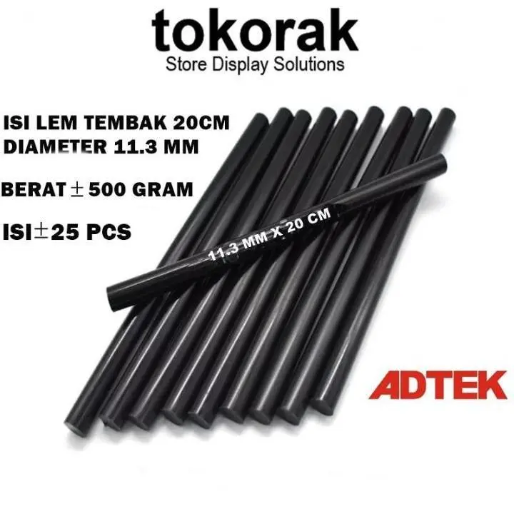 (COD) PROMO ADTEK - GLU STIK BESAR HITAM - ISI REFILL LEM TEMBAK BAKAR 11,3MM X 20CM HITAM - HOT MELT GLUE STICK BESAR HITAM 3